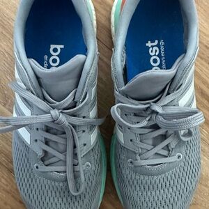adidas Gray and White Boost Athletic Shoes